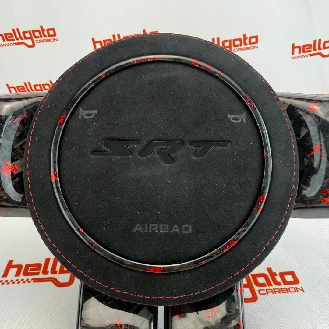 2012 Jeep Grand Cherokee SRT Custom Red Forged Carbon Fiber Steering Wheel | OEM Flat Bottom | LED Shift Lights | RGB SRT Logo - Image 4