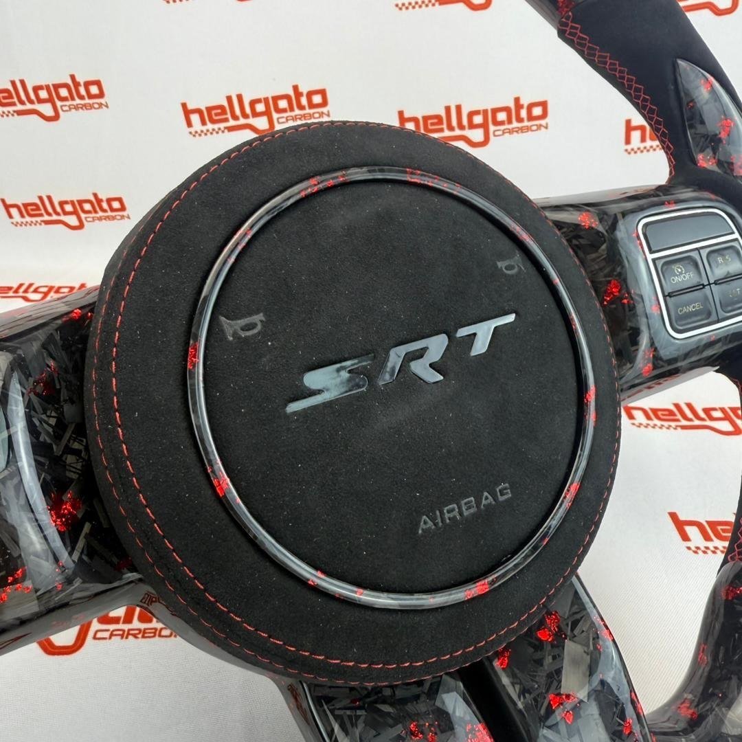 2012 Jeep Grand Cherokee SRT Custom Red Forged Carbon Fiber Steering Wheel | OEM Flat Bottom | LED Shift Lights | RGB SRT Logo - Image 7
