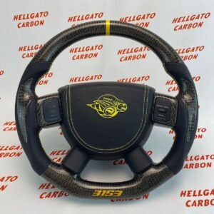 2005 RAM 1500 Custom Gold Reflective Carbon Fiber Steering Wheel | Flat Bottom OEM | Rumble Bee Edition