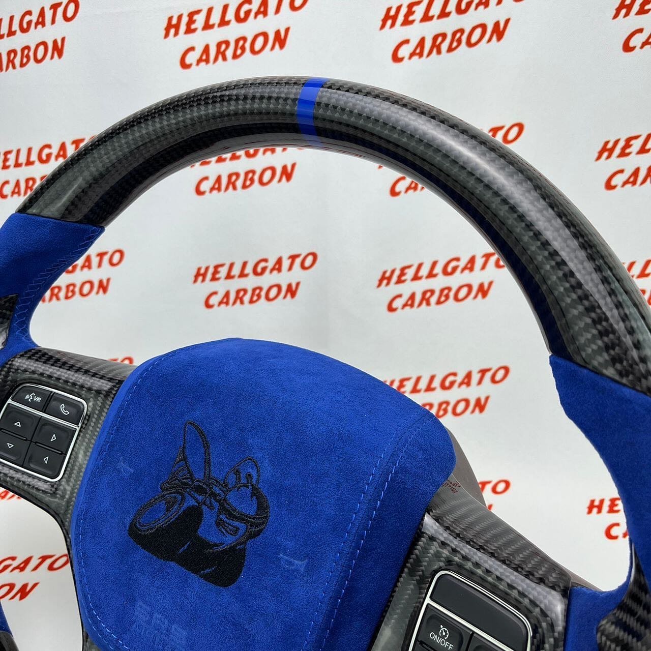 2014 RAM 1500 Sport Custom Gloss Black Carbon Fiber Steering Wheel | OEM Flat Bottom | Heated | Alcantara | Scat Pack Edition - Image 3