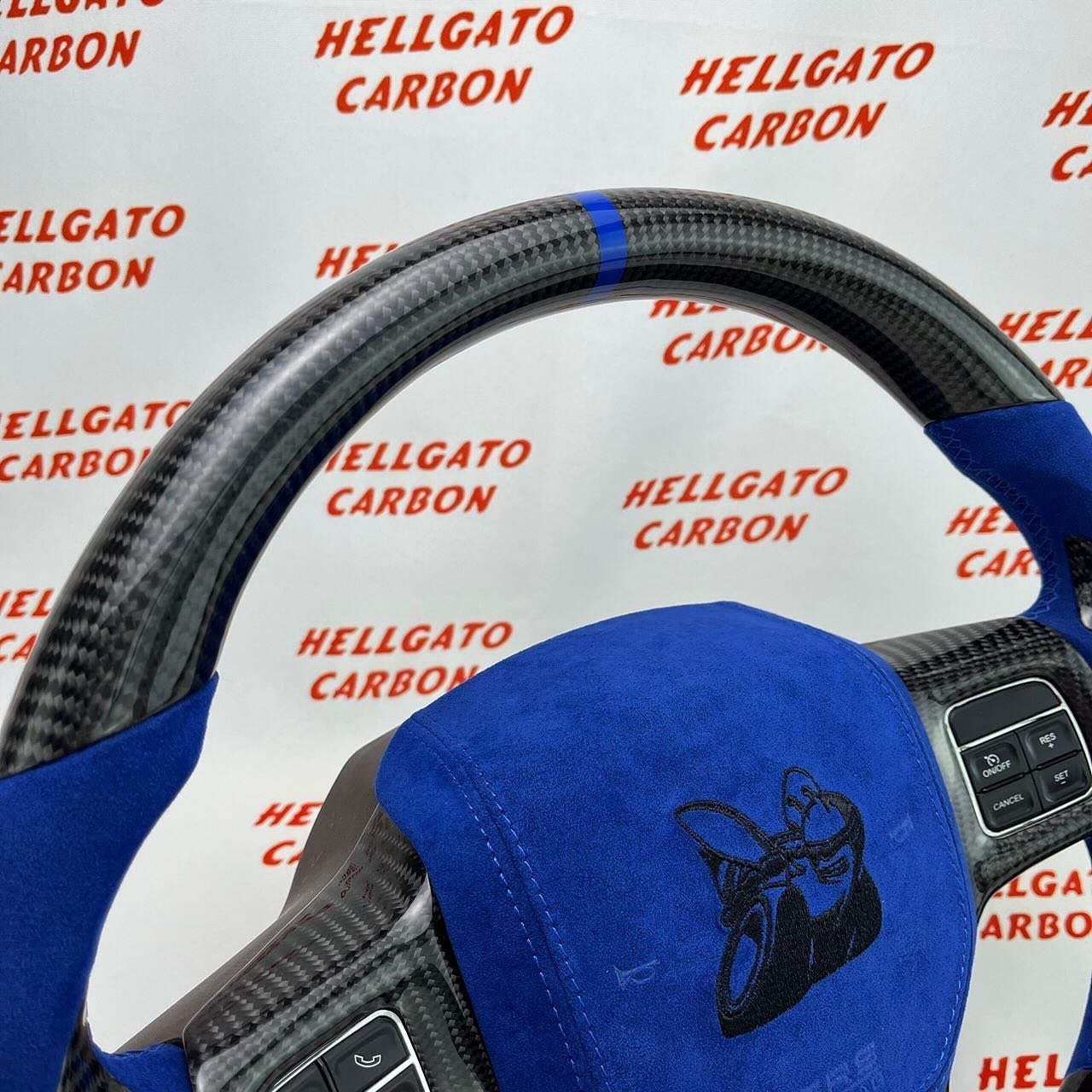 2014 RAM 1500 Sport Custom Gloss Black Carbon Fiber Steering Wheel | OEM Flat Bottom | Heated | Alcantara | Scat Pack Edition - Image 6
