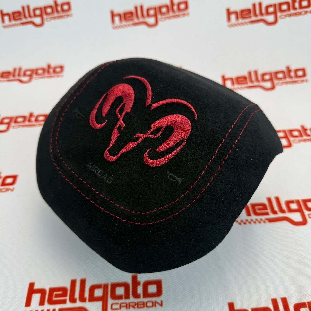 2019+ RAM 1500 Rebel Custom Red Reflective Carbon Fiber Steering Wheel | OEM Flat Bottom | Heated | LED Shift Lights | Italian Alcantara - Image 18