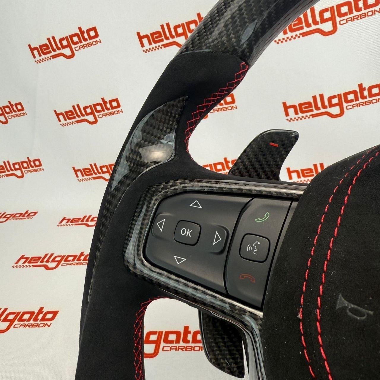 RAM TRX Custom Gloss Black Carbon Fiber Steering Wheel | Genuine OEM Flat Bottom | LED Shift Lights | Italian Alcantara - Image 12