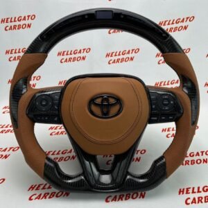 2020 Toyota Corolla Custom Gloss Black Carbon Fiber Steering Wheel | OEM Flat Bottom | LED Shift Lights
