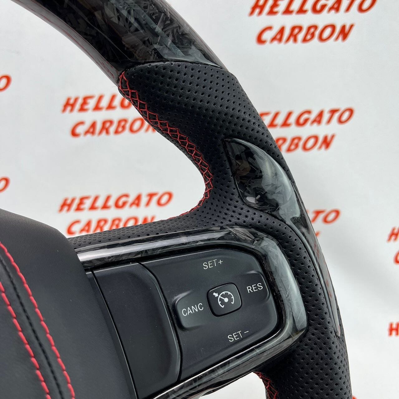 2021+ RAM 1500 Rebel Custom Black Forged Carbon Fiber Steering Wheel | OEM Flat Bottom | Heated | Rebel Edition - Image 6