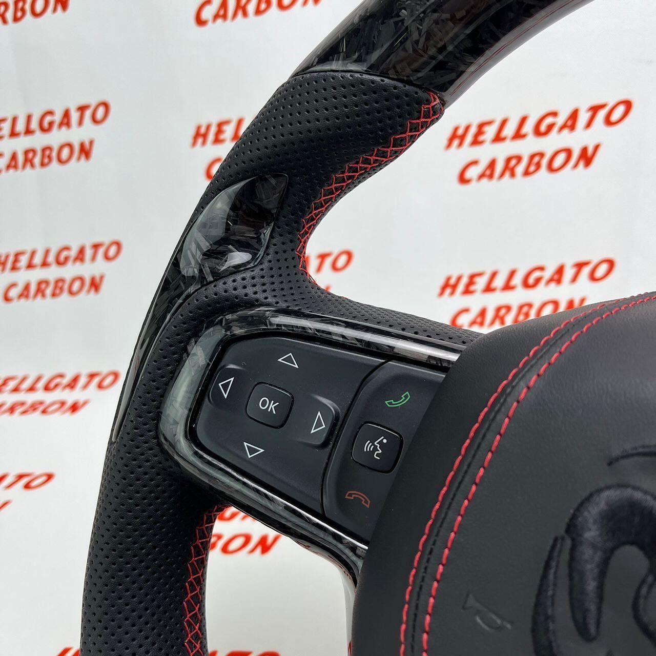 2021+ RAM 1500 Rebel Custom Black Forged Carbon Fiber Steering Wheel | OEM Flat Bottom | Heated | Rebel Edition - Image 7