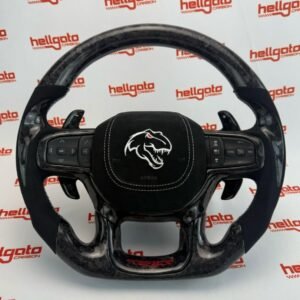 RAM TRX Custom Black Forged Carbon Fiber Steering Wheel | OEM Flat Bottom | Heated | Alcantara | TRX Redeye