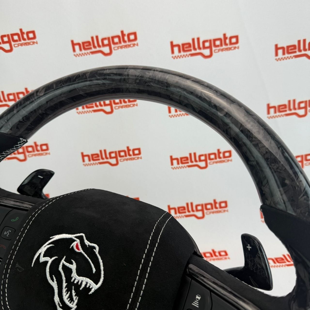 RAM TRX Custom Black Forged Carbon Fiber Steering Wheel | OEM Flat Bottom | Heated | Alcantara | TRX Redeye - Image 8