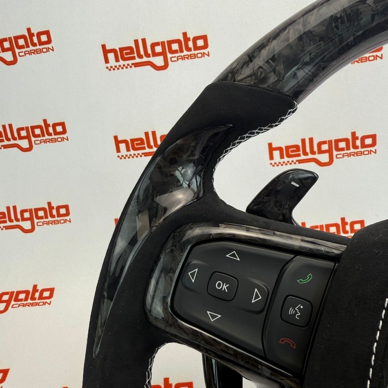 RAM TRX Custom Black Forged Carbon Fiber Steering Wheel | OEM Flat Bottom | Heated | Alcantara | TRX Redeye - Image 11