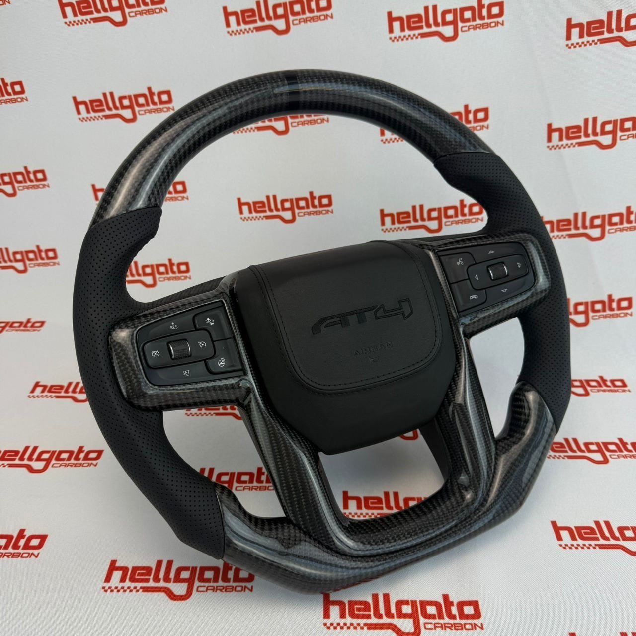 2020 GMC Sierra 1500 Custom Gloss Black Carbon Fiber Steering Wheel | Genuine OEM Flat Bottom | Heated | AT4 Edition - Image 3