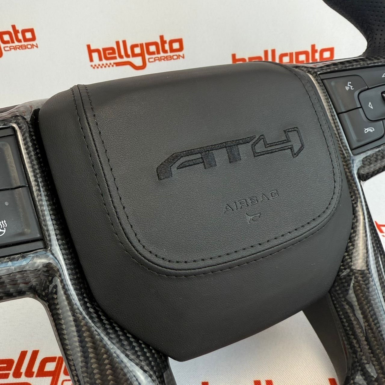 2020 GMC Sierra 1500 Custom Gloss Black Carbon Fiber Steering Wheel | Genuine OEM Flat Bottom | Heated | AT4 Edition - Image 5