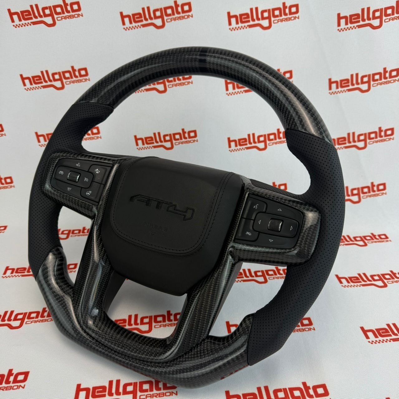 2020 GMC Sierra 1500 Custom Gloss Black Carbon Fiber Steering Wheel | Genuine OEM Flat Bottom | Heated | AT4 Edition - Image 8