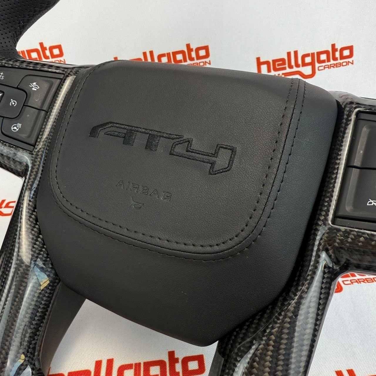 2020 GMC Sierra 1500 Custom Gloss Black Carbon Fiber Steering Wheel | Genuine OEM Flat Bottom | Heated | AT4 Edition - Image 10