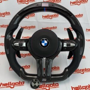 2015 BMW F80 M3 Custom Gloss Black Carbon Fiber Steering Wheel | OEM Flat Bottom | LED Shift Lights | BMW M Performance