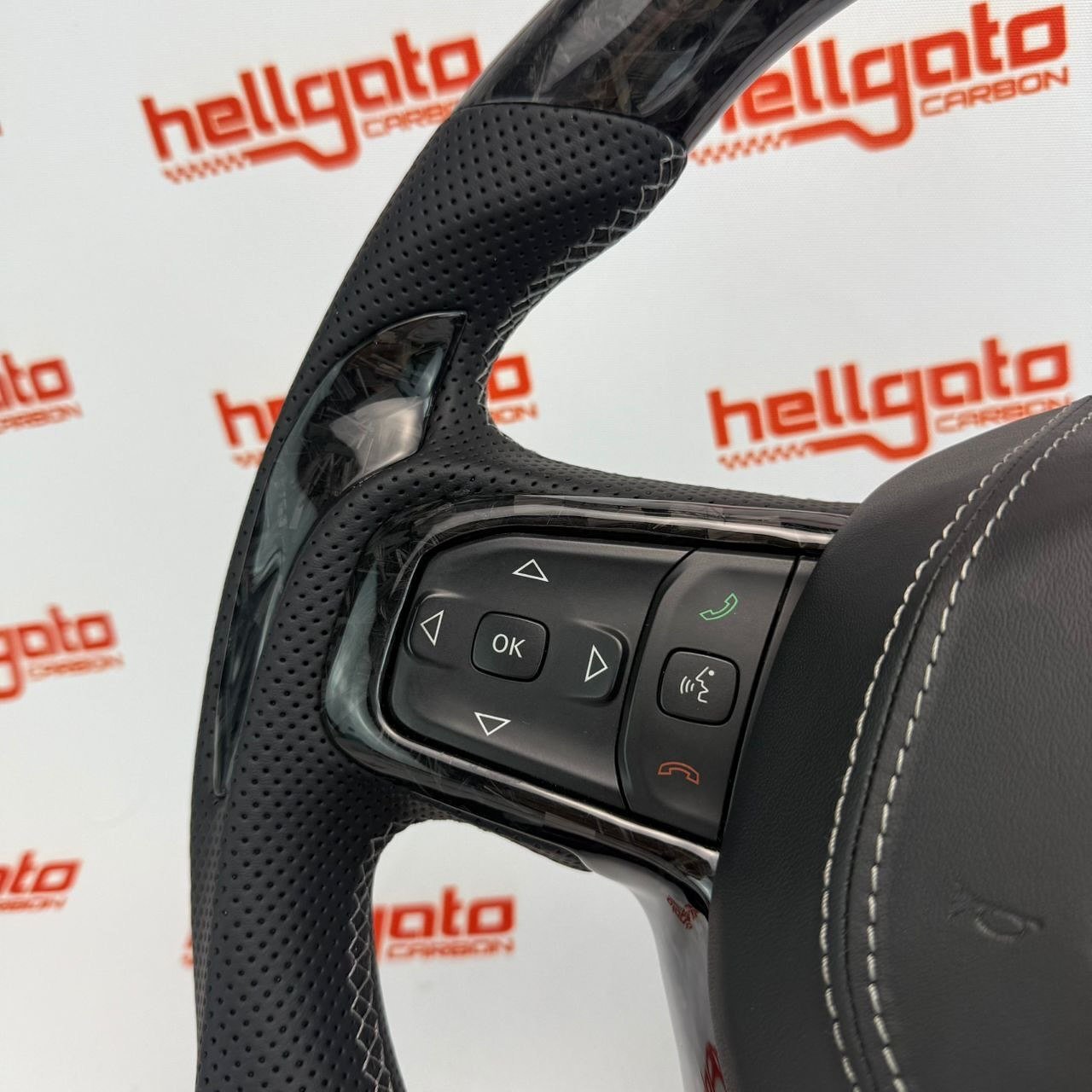 2019+ RAM 1500 Custom Black Forged Carbon Fiber Steering Wheel | Genuine OEM Flat Bottom | Heated | LED Shift Lights - Image 12