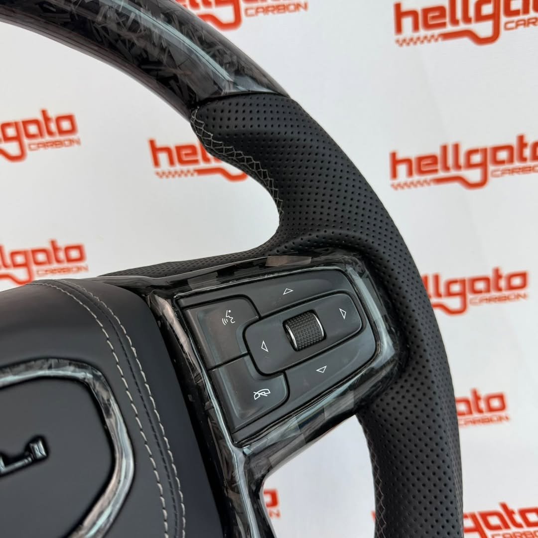 2022 GMC Sierra 2500 Custom Black Forged Carbon Fiber Steering Wheel | Genuine OEM Flat Bottom | Heated | Denali Edition - Image 10
