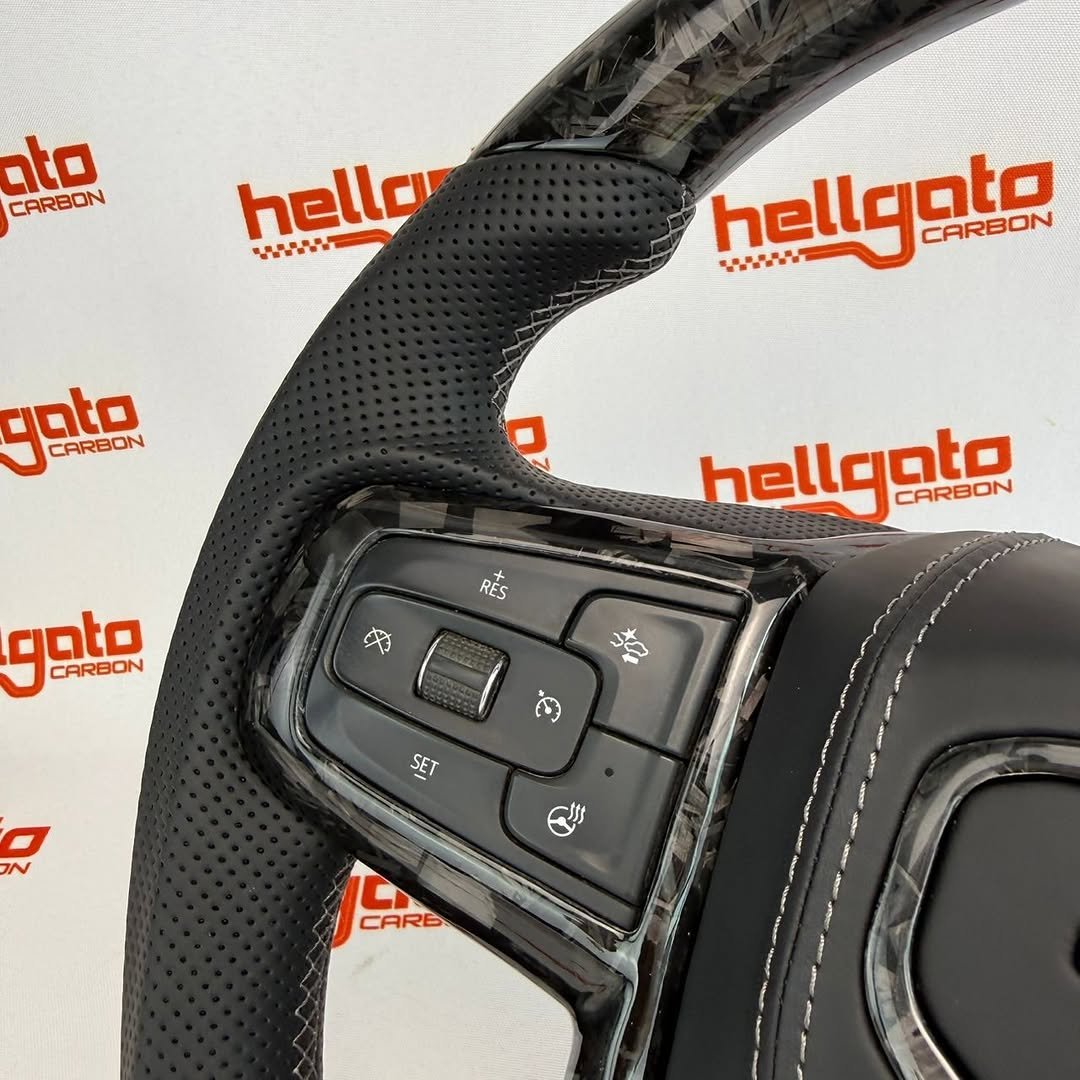 2022 GMC Sierra 2500 Custom Black Forged Carbon Fiber Steering Wheel | Genuine OEM Flat Bottom | Heated | Denali Edition - Image 15