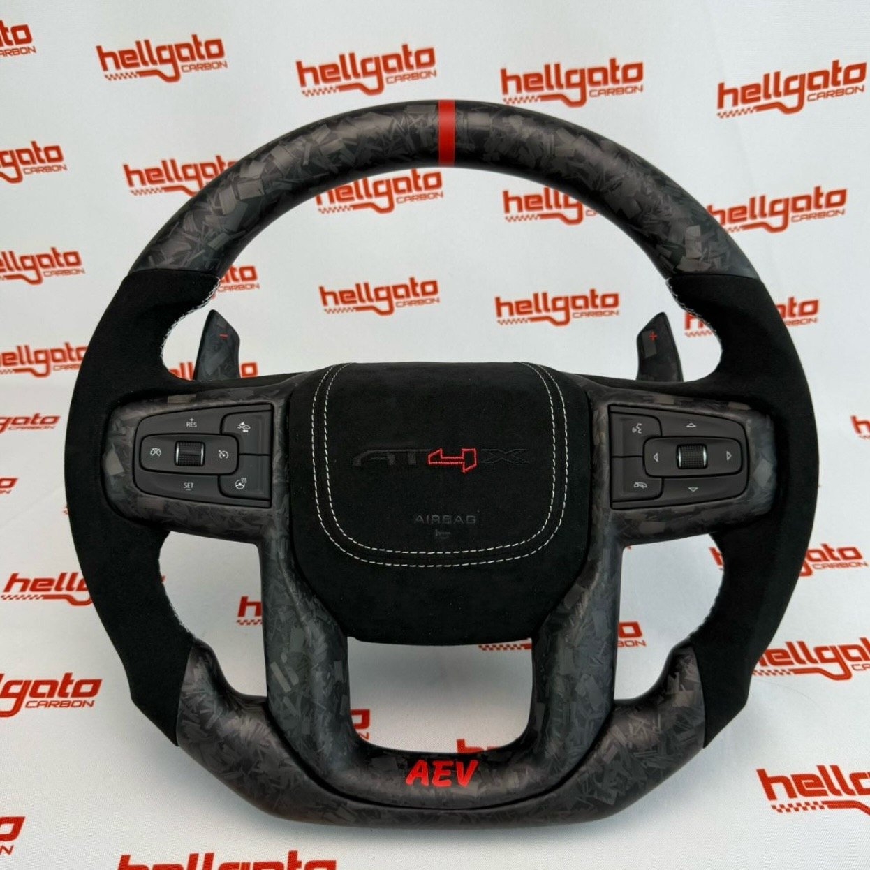2026 GMC Sierra 1500 Custom Matte Black Forged Carbon Fiber Steering Wheel | OEM Flat Bottom | Heated | AT4X | AEV Edition - Image 2