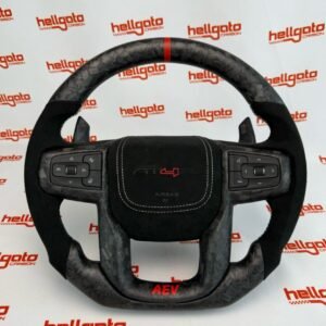 2026 GMC Sierra 1500 Custom Matte Black Forged Carbon Fiber Steering Wheel | OEM Flat Bottom | Heated | AT4X | AEV Edition