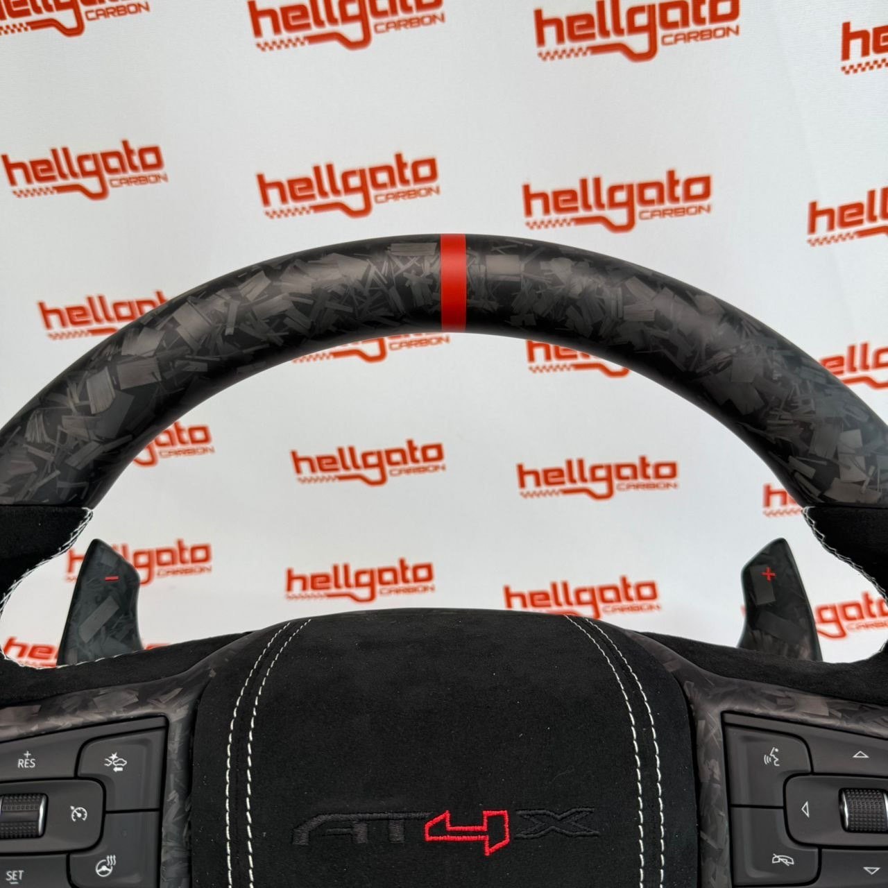 2026 GMC Sierra 1500 Custom Matte Black Forged Carbon Fiber Steering Wheel | OEM Flat Bottom | Heated | AT4X | AEV Edition - Image 3