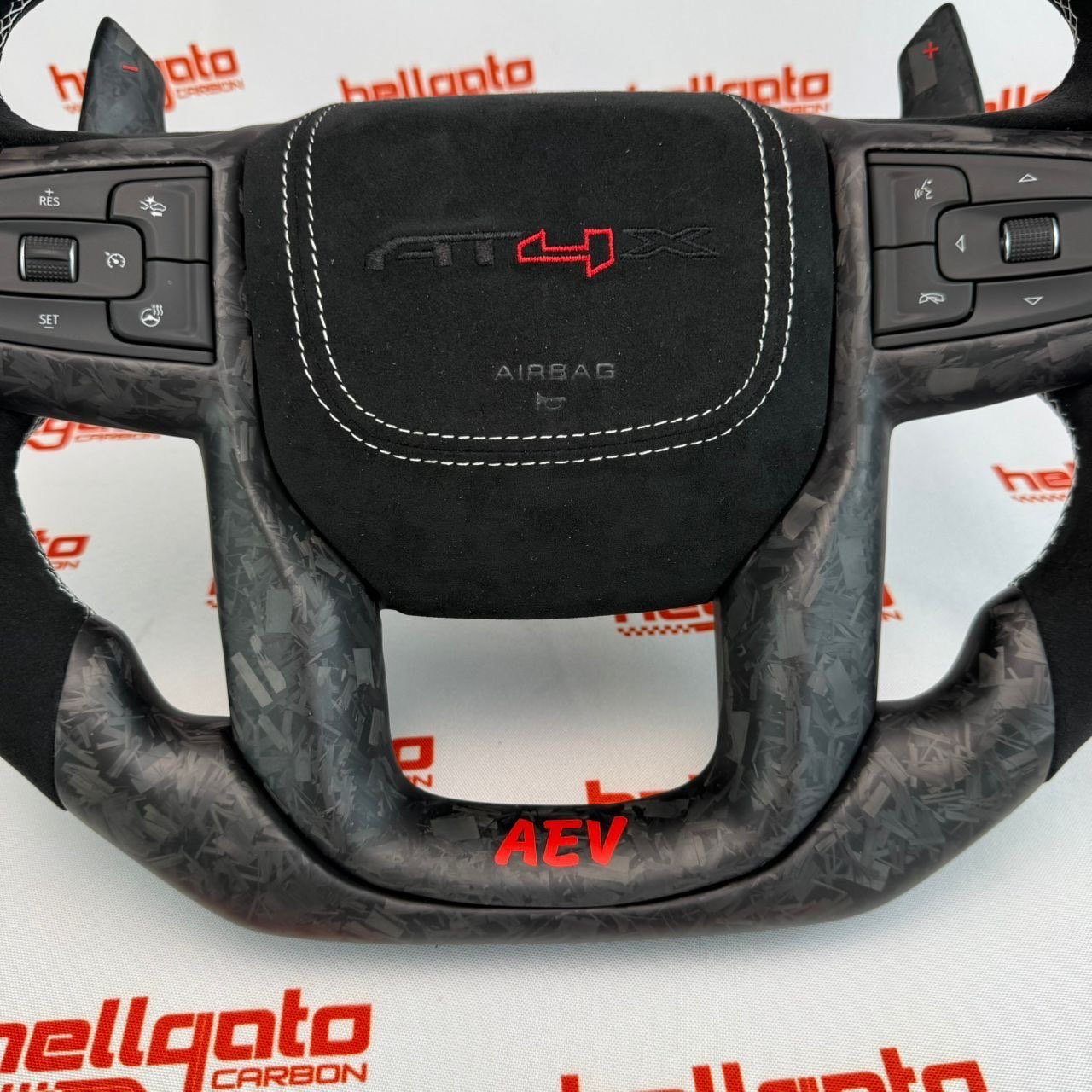 2026 GMC Sierra 1500 Custom Matte Black Forged Carbon Fiber Steering Wheel | OEM Flat Bottom | Heated | AT4X | AEV Edition - Image 5
