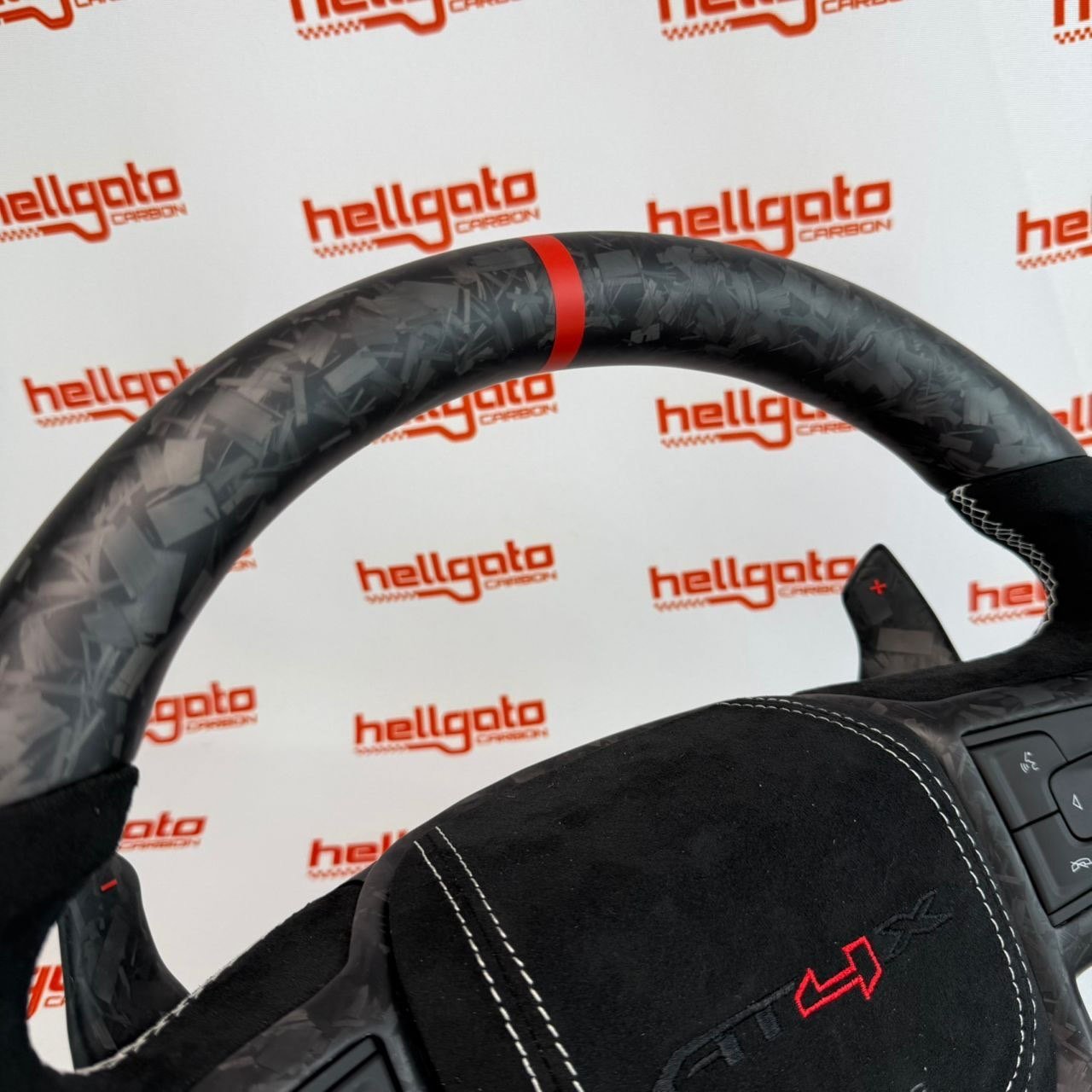 2026 GMC Sierra 1500 Custom Matte Black Forged Carbon Fiber Steering Wheel | OEM Flat Bottom | Heated | AT4X | AEV Edition - Image 7