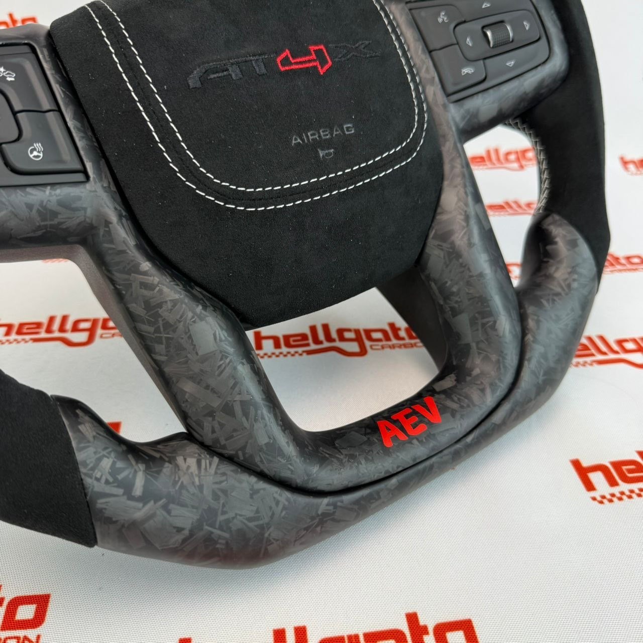2026 GMC Sierra 1500 Custom Matte Black Forged Carbon Fiber Steering Wheel | OEM Flat Bottom | Heated | AT4X | AEV Edition - Image 8