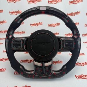 2012 Jeep Grand Cherokee SRT Custom Red Forged Carbon Fiber Steering Wheel | OEM Flat Bottom | LED Shift Lights | RGB SRT Logo