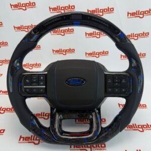 Elite OEM-Style Blue Forged Carbon Fiber Steering Wheel with LED Shift Lights for 2021+ Ford F-150