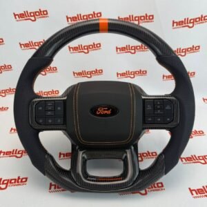 Premium OEM-Style Gloss Black Carbon Fiber Steering Wheel for 2021+ Ford F-150