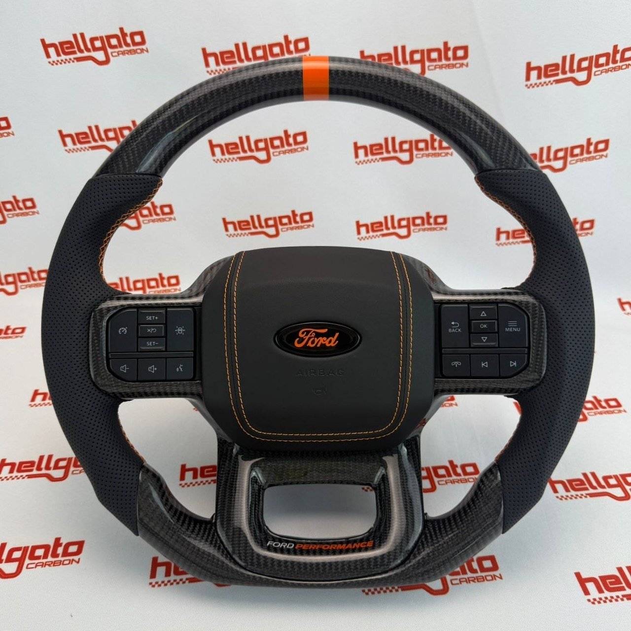 Premium OEM-Style Gloss Black Carbon Fiber Steering Wheel for 2021+ Ford F-150