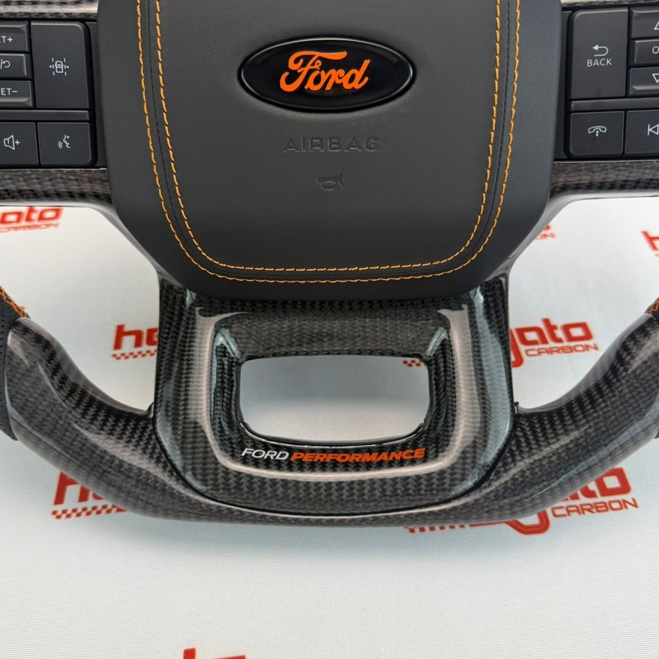 Premium OEM-Style Gloss Black Carbon Fiber Steering Wheel for 2021+ Ford F-150 - Image 4
