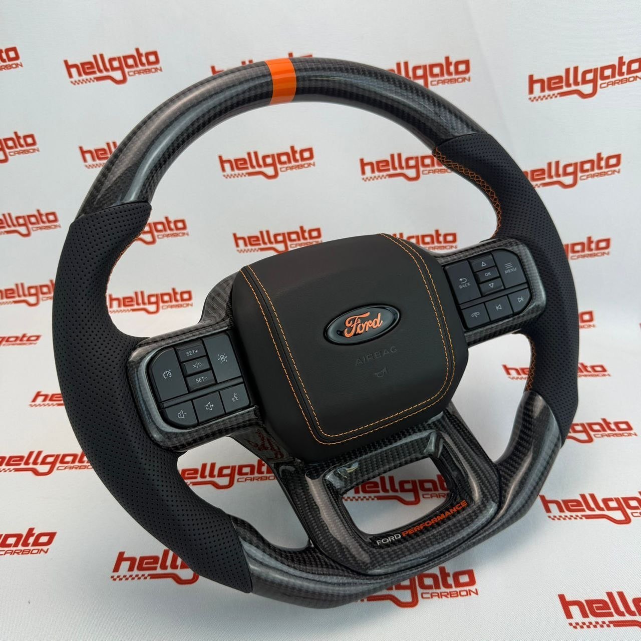 Premium OEM-Style Gloss Black Carbon Fiber Steering Wheel for 2021+ Ford F-150 - Image 3