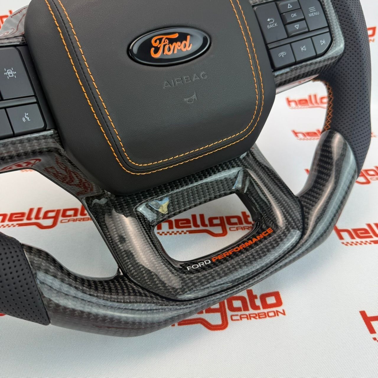 Premium OEM-Style Gloss Black Carbon Fiber Steering Wheel for 2021+ Ford F-150 - Image 8