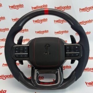 Elite OEM-Style Gloss Black Carbon Fiber Shelby Steering Wheel for 2021+ Ford F-150 & Shelby Raptor