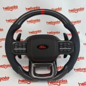 Premium OEM-Style Gloss Black Carbon Fiber Steering Wheel for 2021+ Ford F-150 Raptor