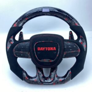 One-of-One Red Forged Carbon Fiber LED Steering Wheel with Daytona Airbag Cover