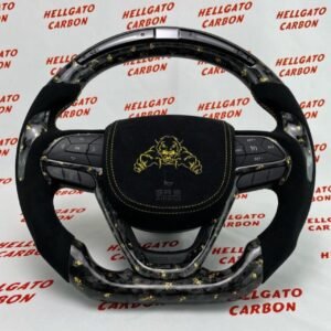 2018 Jeep Grand Cherokee Custom Gold Forged Carbon Fiber Steering Wheel | OEM Flat Bottom | LED Shift Lights | Italian Alcantara | One-of-a-Kind