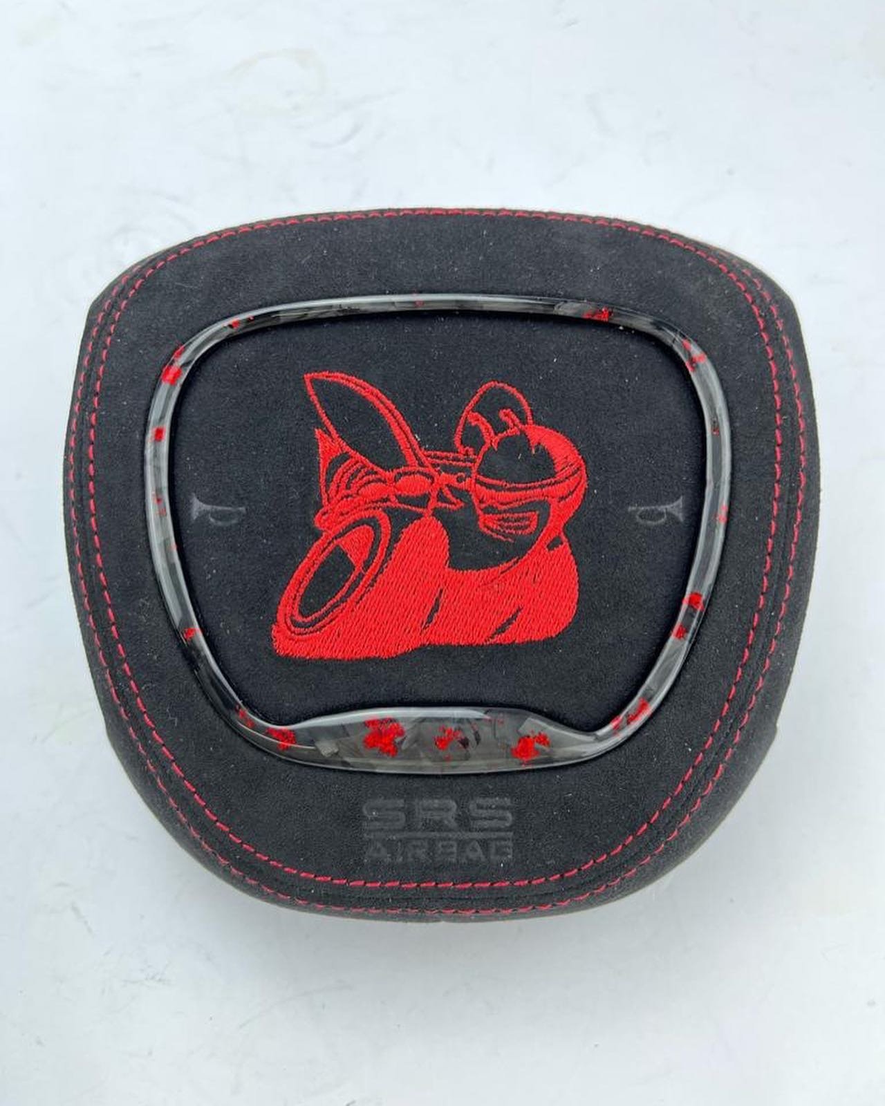Full Custom OEM Red Forged Carbon Steering Wheel for Dodge – LED Shift Lights & Alcantara Edition - Image 5