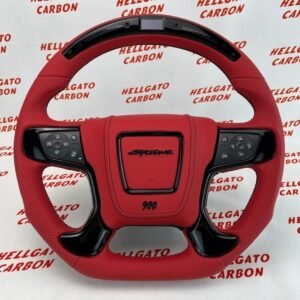 Custom 2016 GMC Sierra Denali Steering Wheel – Flat Bottom | LED Shift Lights | Heated | Red Leather | OEM Core