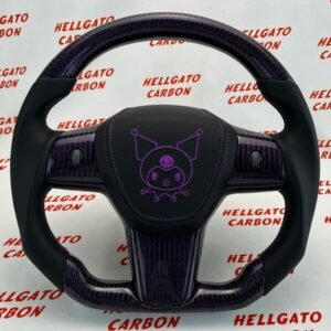 # **Custom 2021 Tesla Model Y Steering Wheel – Purple Reflective Carbon Fiber | Flat Bottom | OEM Style**