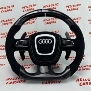 # **Custom 2012 Audi S5 OEM Carbon Fiber Steering Wheel – Gloss Black Carbon | Flat Bottom | LED Shift Lights | Alcantara**