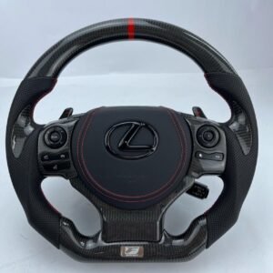 Custom Lexus OEM Carbon Fiber Steering Wheel – Flat Bottom | Black Carbon Fiber | Red Stitching | Performance Upgrade