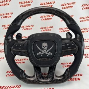 Custom 2015–2023 Chrysler 300 Upgraded to Dodge SRT OEM Steering Wheel – Black Forged Carbon Fiber | Flat Bottom | Performance Upgrade