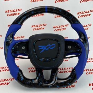# **Custom 2015–2023 Chrysler 300 to Dodge SRT Conversion Steering Wheel – Blue Forged Carbon Fiber | Flat Bottom | OEM Performance Upgrade**