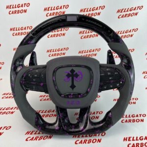 Custom 2015–2023 Chrysler 300 to Dodge SRT Conversion Steering Wheel – Purple Forged Carbon Fiber | Flat Bottom | OEM Performance Upgrade