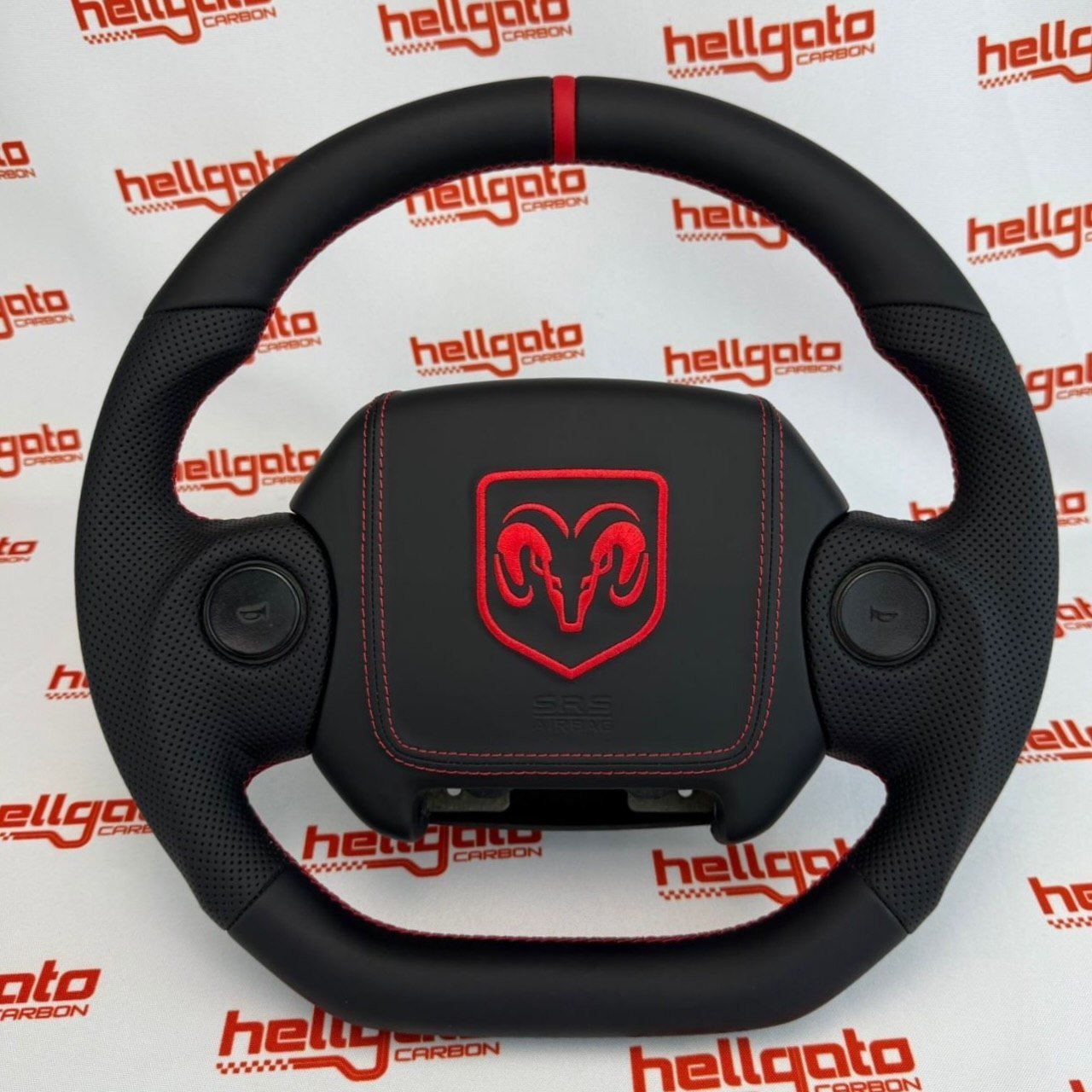 Custom 1994–1997 Ram 3500 OEM Steering Wheel – Red Leather Edition