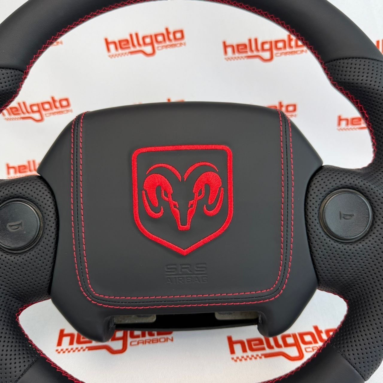 Custom 1994–1997 Ram 3500 OEM Steering Wheel – Red Leather Edition - Image 2