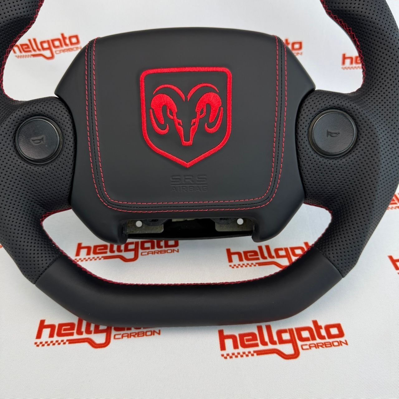 Custom 1994–1997 Ram 3500 OEM Steering Wheel – Red Leather Edition - Image 3