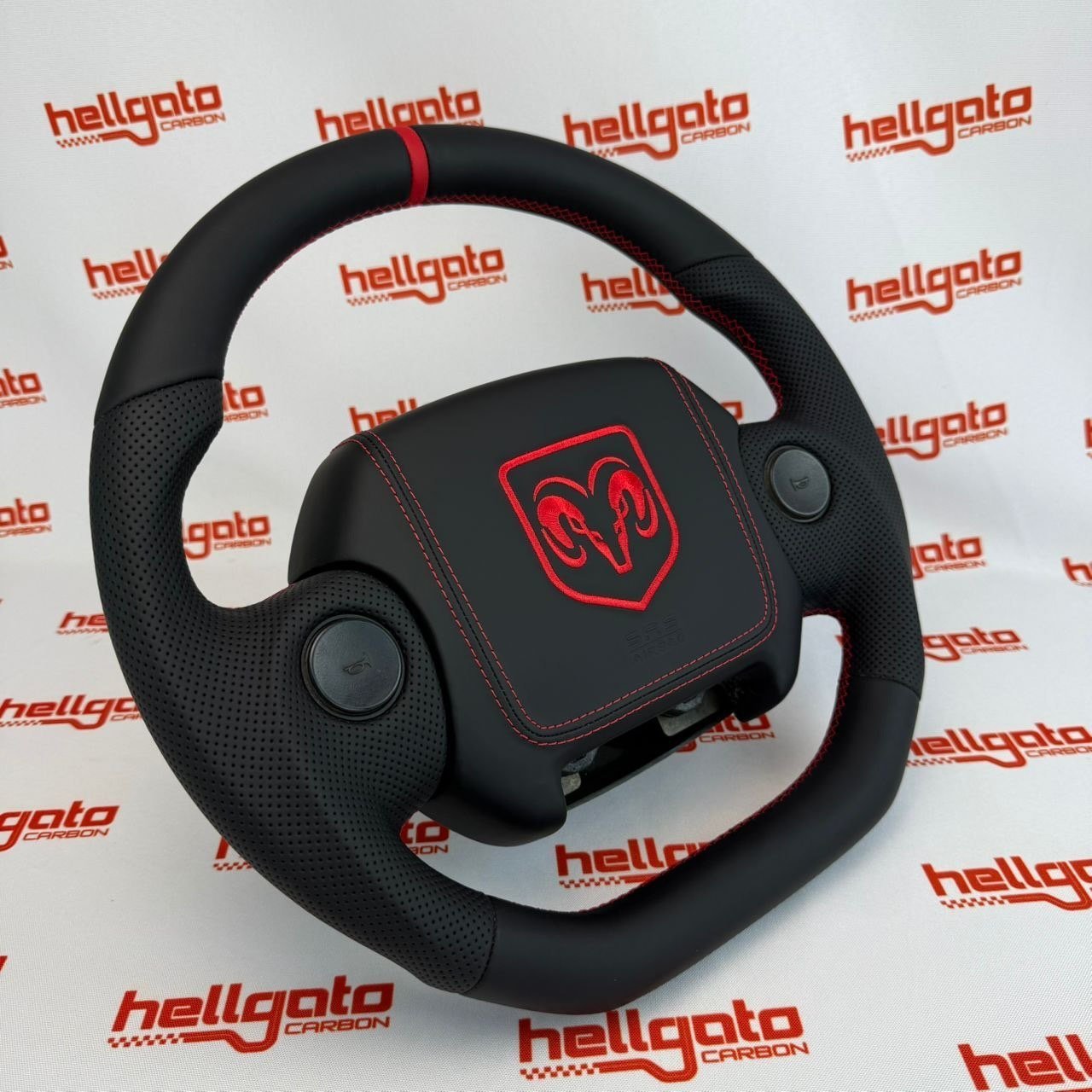 Custom 1994–1997 Ram 3500 OEM Steering Wheel – Red Leather Edition - Image 4